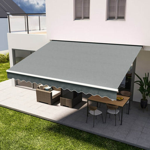 Retractable Awning Sun Shade Garden Manual Shelter Canopy Grey Outdoor 3.5x3 m - Image 1