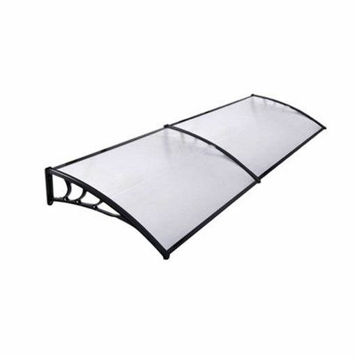 Livingandhome Black Outdoor Front Door Canopy Fixed Awning Rain Shelter W 190 cm x D 100 cm x H 28 cm - Image 1