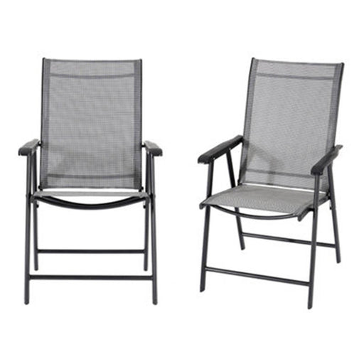 Livingandhome Set of 2 Black Metallic Frame and Fabric Foldable Chairs - Image 1