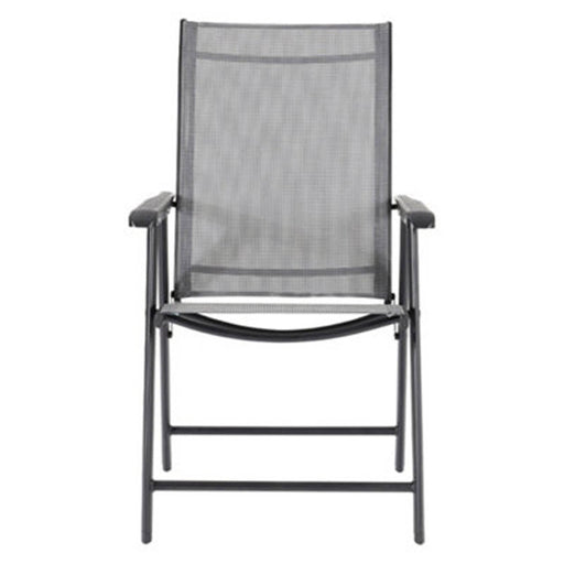 Livingandhome Set of 4 Black Metallic Frame and Fabric Foldable Outdoor Chairs - Image 1