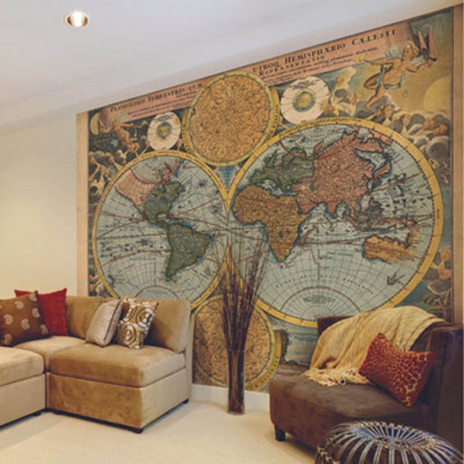 Wall Mural Wallpaper Vintage World Map Matt Smooth Indoor Removable 300x240cm - Image 1