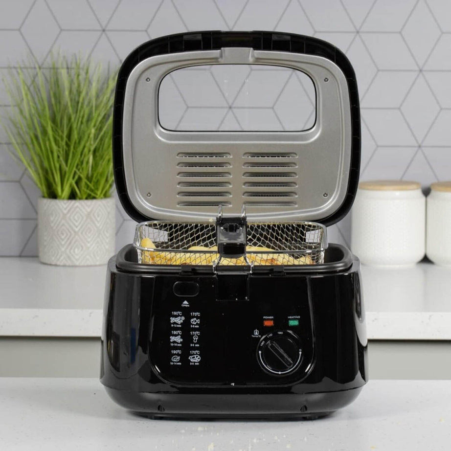 Livivo Deep Fat Fryer Electric 2.5L Black Non Stick Pan Safe Basket Handle 1800W - Image 2