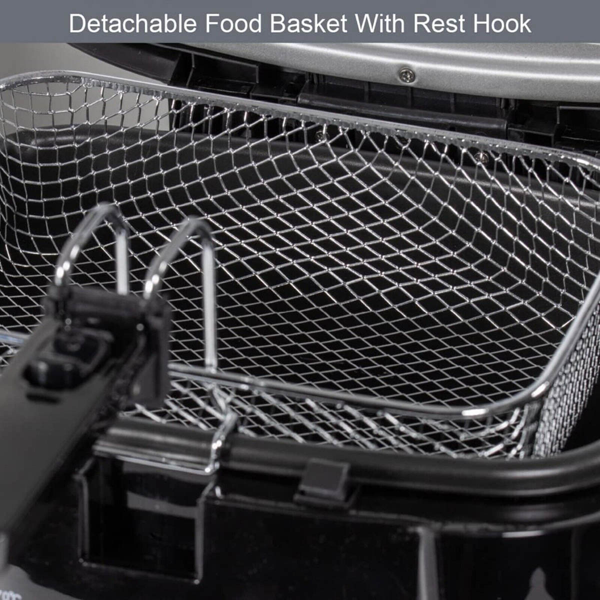 Livivo Deep Fat Fryer Electric 2.5L Black Non Stick Pan Safe Basket Handle 1800W - Image 5