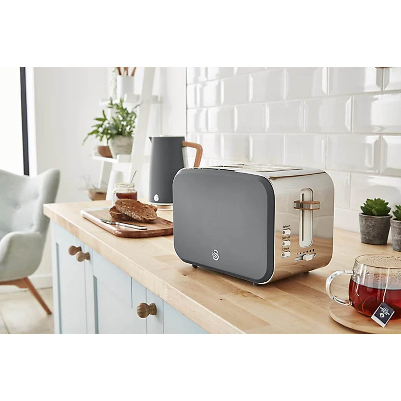 Swan 2 Slice Toaster Slate Grey 6 Shade Settings Removable Crumb Tray 900W - Image 5