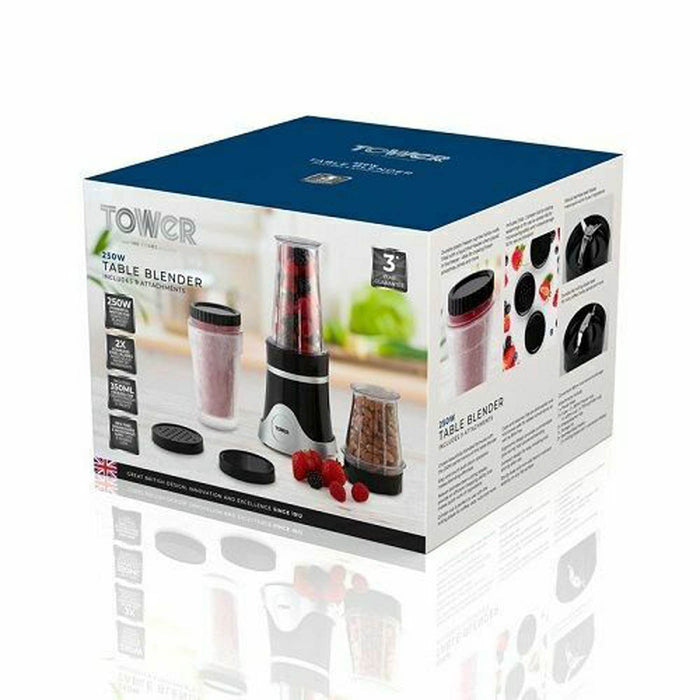 Tower Table Blender Smoothie Maker With Freezer Cup Black Powerful 250W Compact - Image 3
