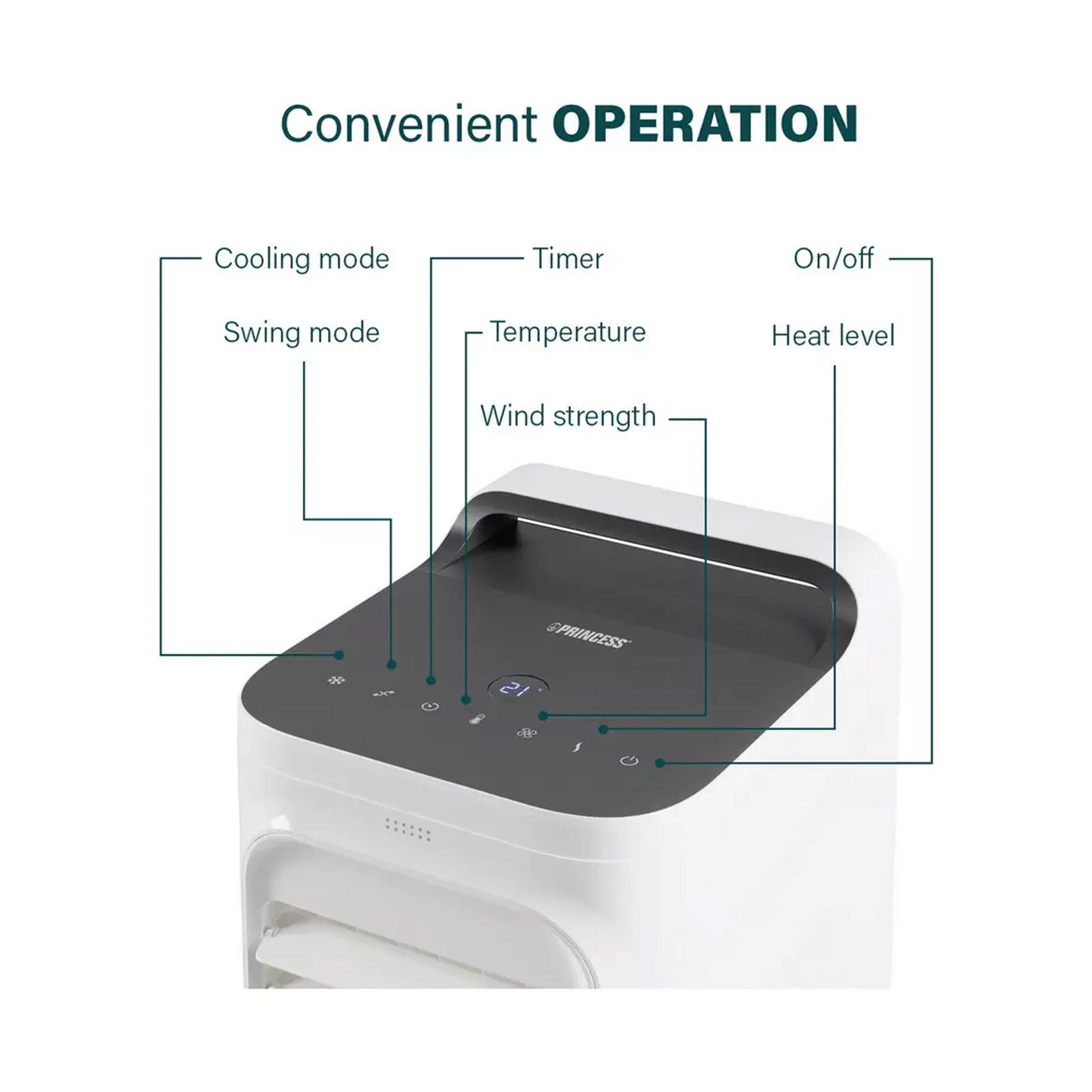 Princess Heater Air Cooler 3 in 1 Portable 5L Timer 3 Speed Unit 2000W - Image 3