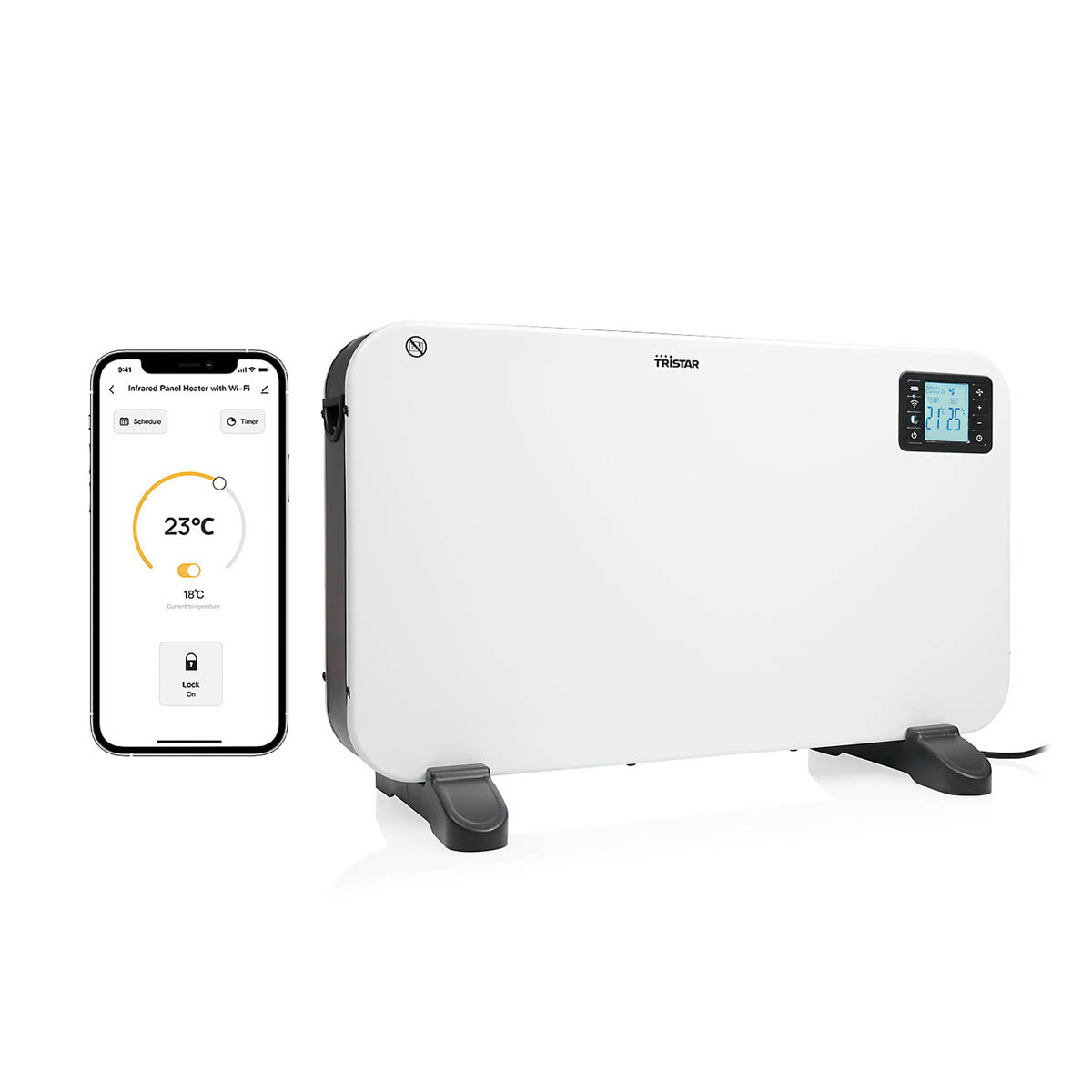 Smart Convector Heater 2kw White Portable Timer Free Standing 3 Heat Settings - Image 1