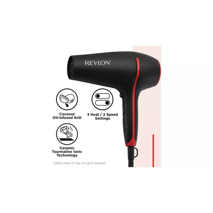Revlon Hair Dryer With Diffuser Smoothstay Coconut Oil-Infused Modern Portable - Image 5