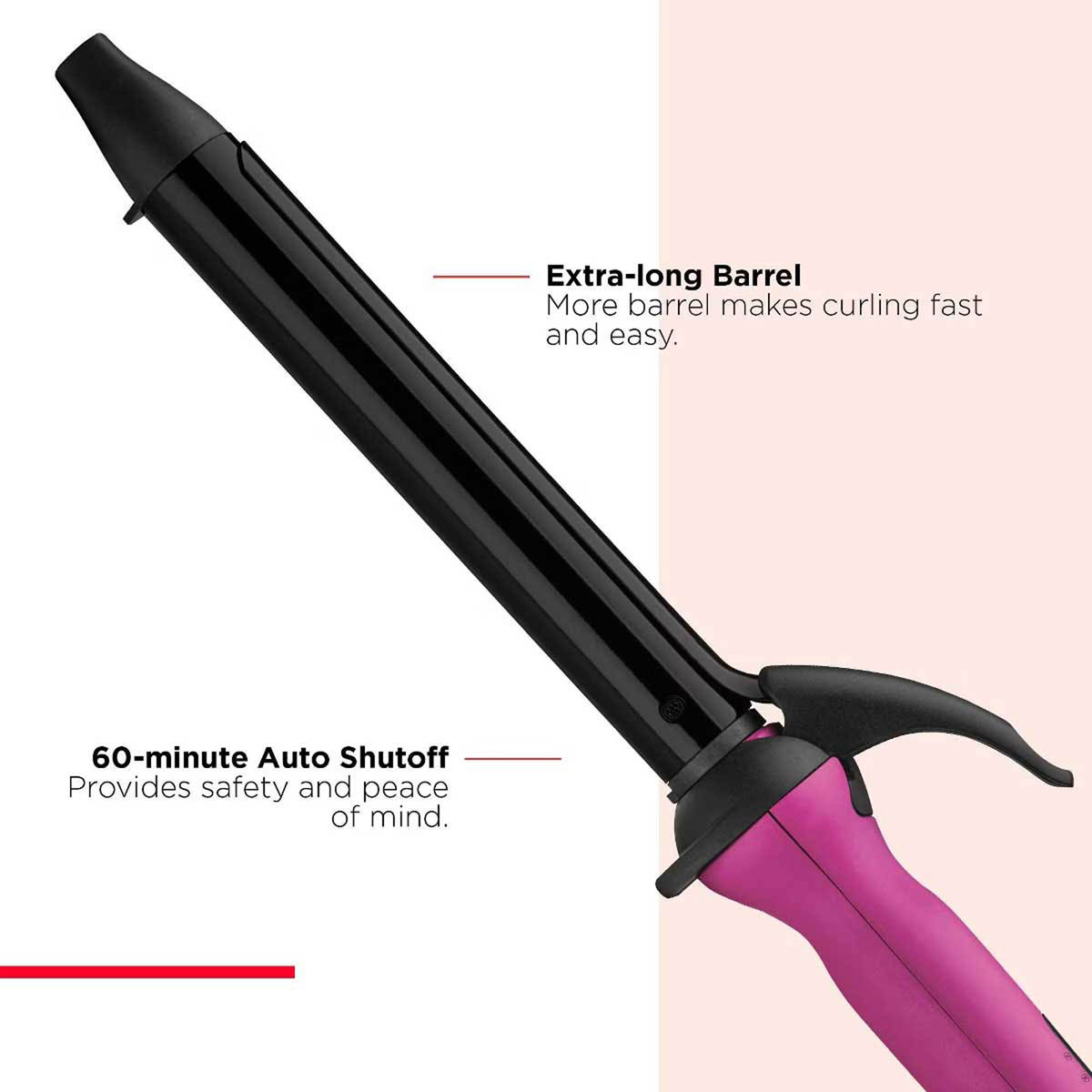 Revlon Ceramic Hair Curler 25mm Heat Precision Extra Long Barrel 5 Pre Settings - Image 2