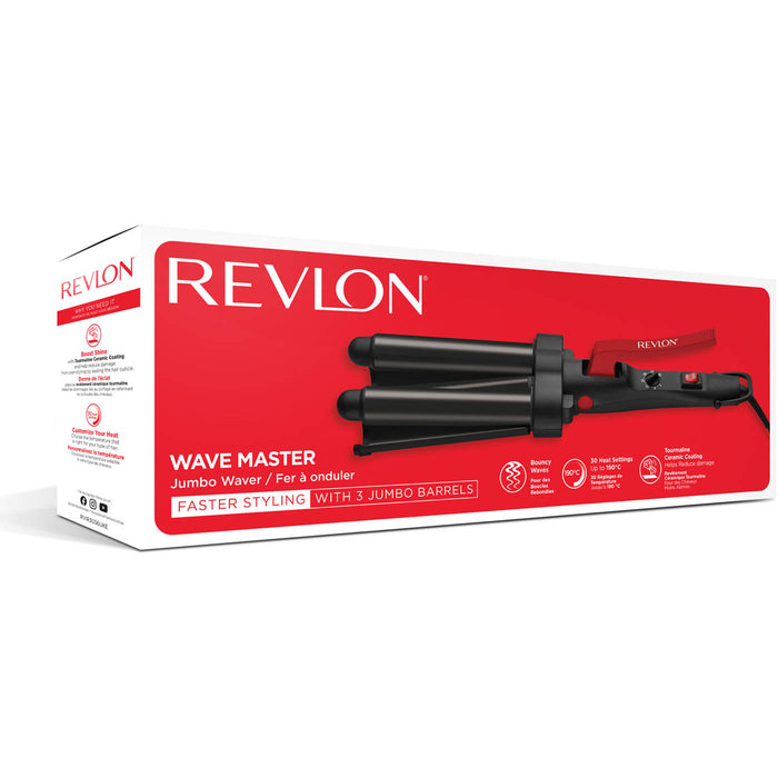 Revlon Hair Waver 3 Jumbo Barrels Tourmaline Ceramic Coating Long Lasting Waves - Image 2