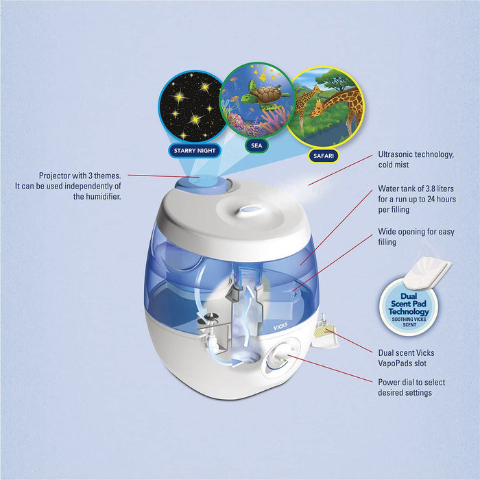 Vicks Humidifier Cool Mist VUL575 Sweet Dreams With Image Projector 2 in 1 3.8 L - Image 4