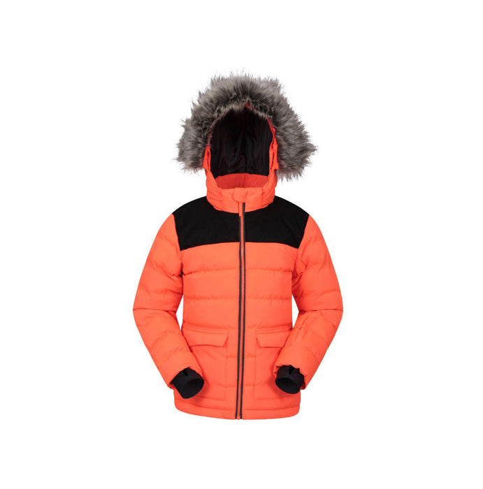 Kids Ski Jacket Hooded Padded Breathable Zip Water-Resistant Orange 9-10 Years - Image 1