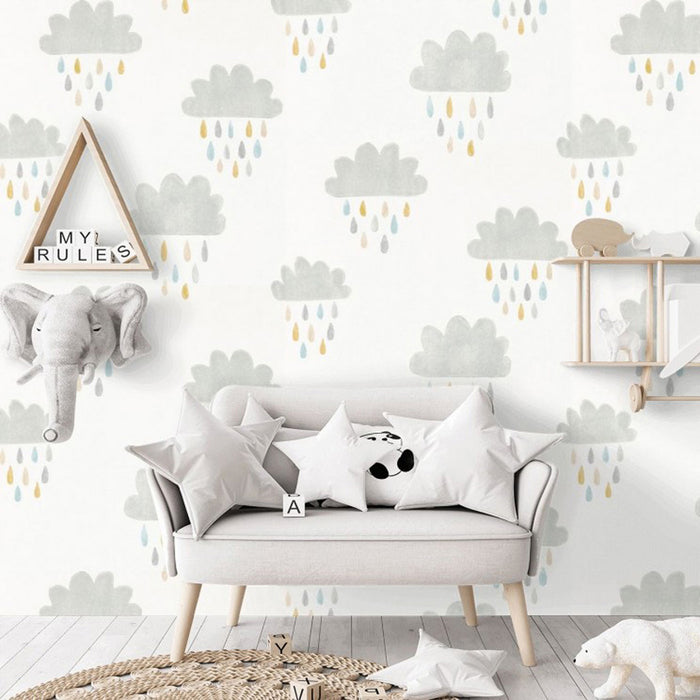 Wallpaper April Showers Theme Room Home Bright Grey Living Room Bedroom Study - Image 2