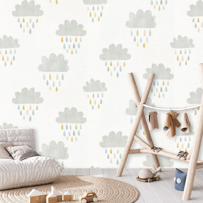 Wallpaper April Showers Theme Room Home Bright Grey Living Room Bedroom Study - Image 3