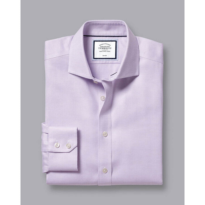 Charels Tyrwitt Cutaway Collar Shirt Non Iron Cambridge Weave Purple 42/86Cm - Image 4