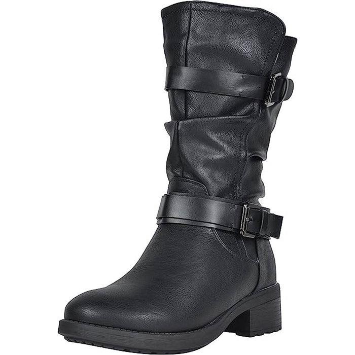 Dream Pairs Winter Boots Women's Pocono Faux Fur Mid Calf Riding Black Size 6.5 - Image 4