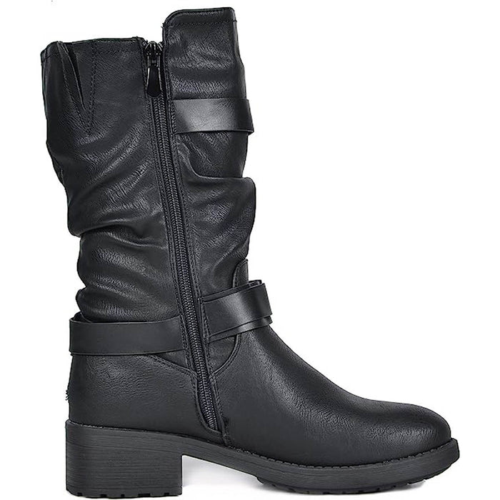 Dream Pairs Winter Boots Women's Pocono Faux Fur Mid Calf Riding Black Size 6.5 - Image 5