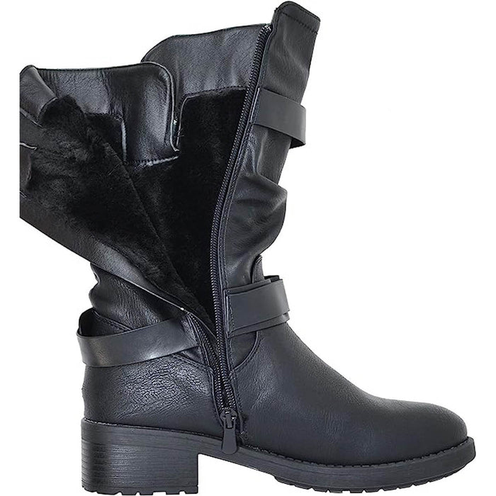 Dream Pairs Winter Boots Women's Pocono Faux Fur Mid Calf Riding Black Size 6.5 - Image 6