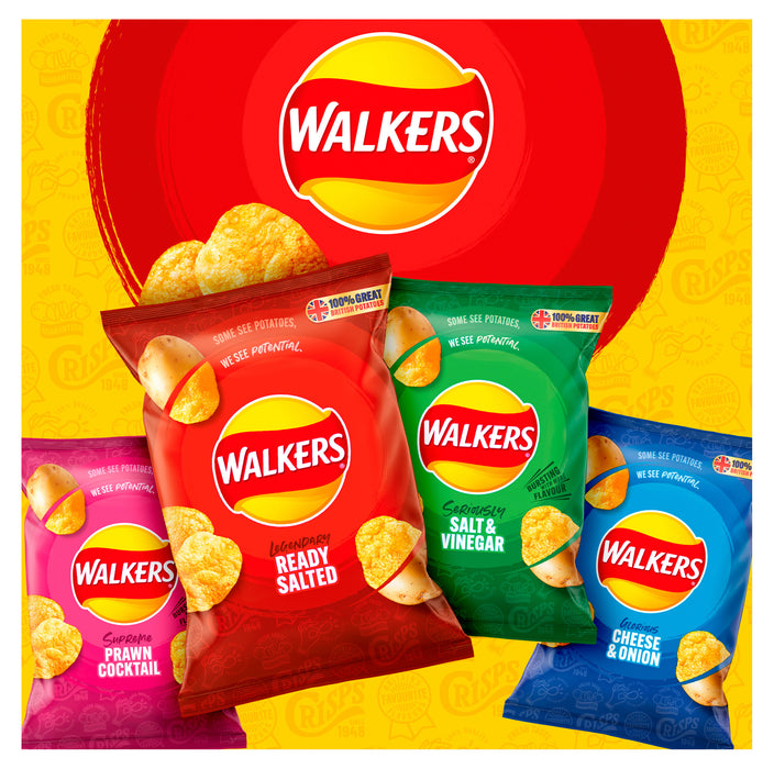 Walkers Crisps Salt & Vinegar Lunch Sharing Snack Pack of 32 x 32.5g - Image 4