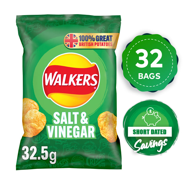 Walkers Crisps Salt & Vinegar Lunch Sharing Snack Pack of 32 x 32.5g - Image 10