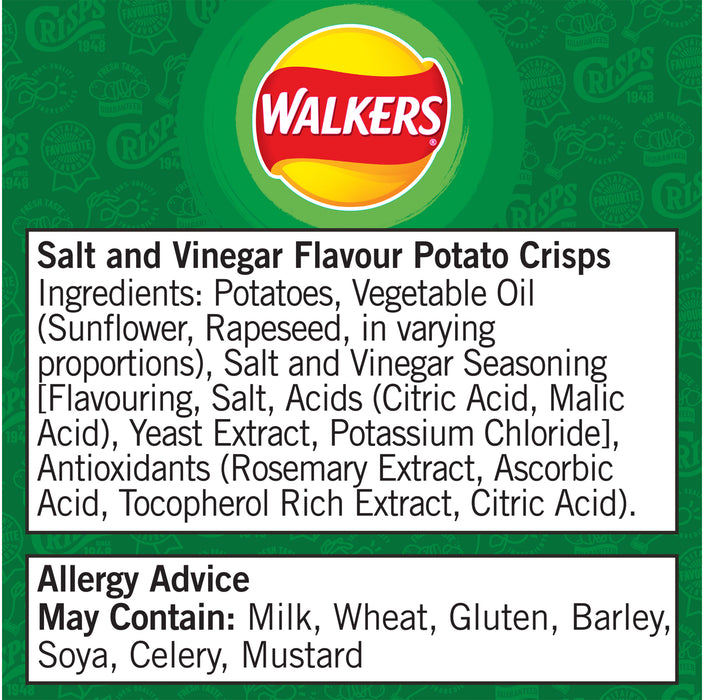 Walkers Crisps Salt & Vinegar Lunch Sharing Snack Pack of 32 x 32.5g - Image 6