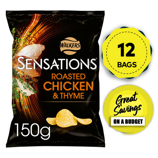 Sensations Walkers Crisps Roast Chicken Thyme Sharing 12 Bags x 150g - Image 1