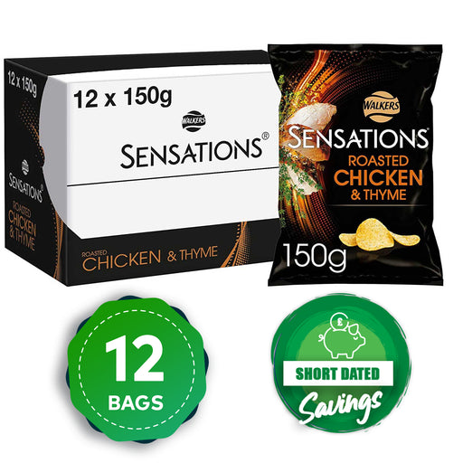 Sensations Walkers Crisps Roast Chicken and Thyme 12 Bags x 150g - Image 1