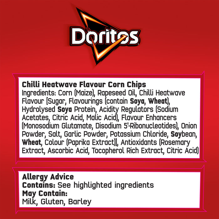 Doritos Tortilla Chips Chilli Heatwave Sharing Crisps Bag 12 x 180g - Image 7