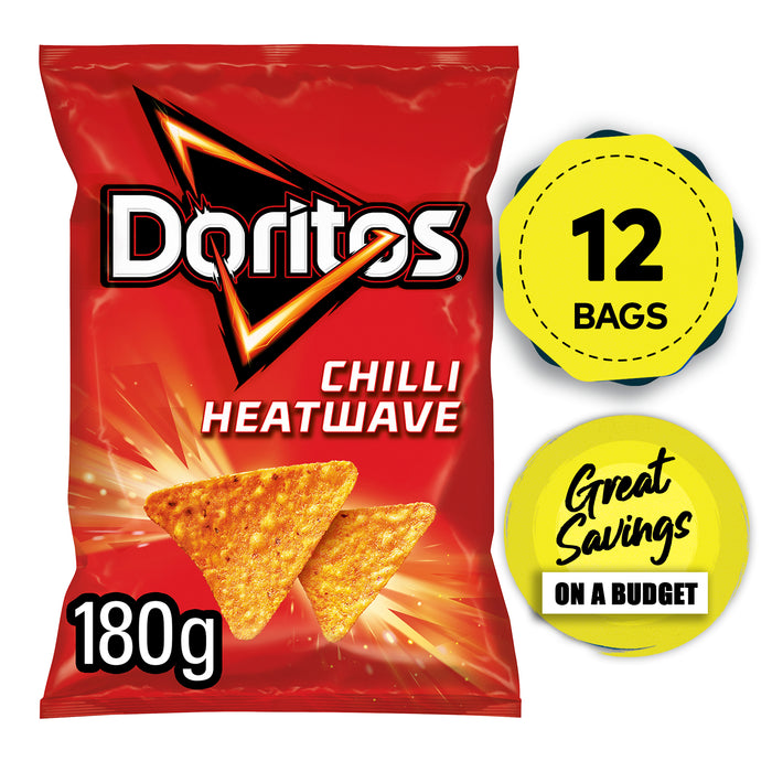 Doritos Tortilla Chips Chilli Heatwave Sharing Crisps Bag 12 x 180g - Image 1