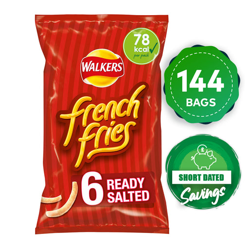 Walkers Crisps French Fries Ready Salted Snacks 144 Bags x 28g - Image 1