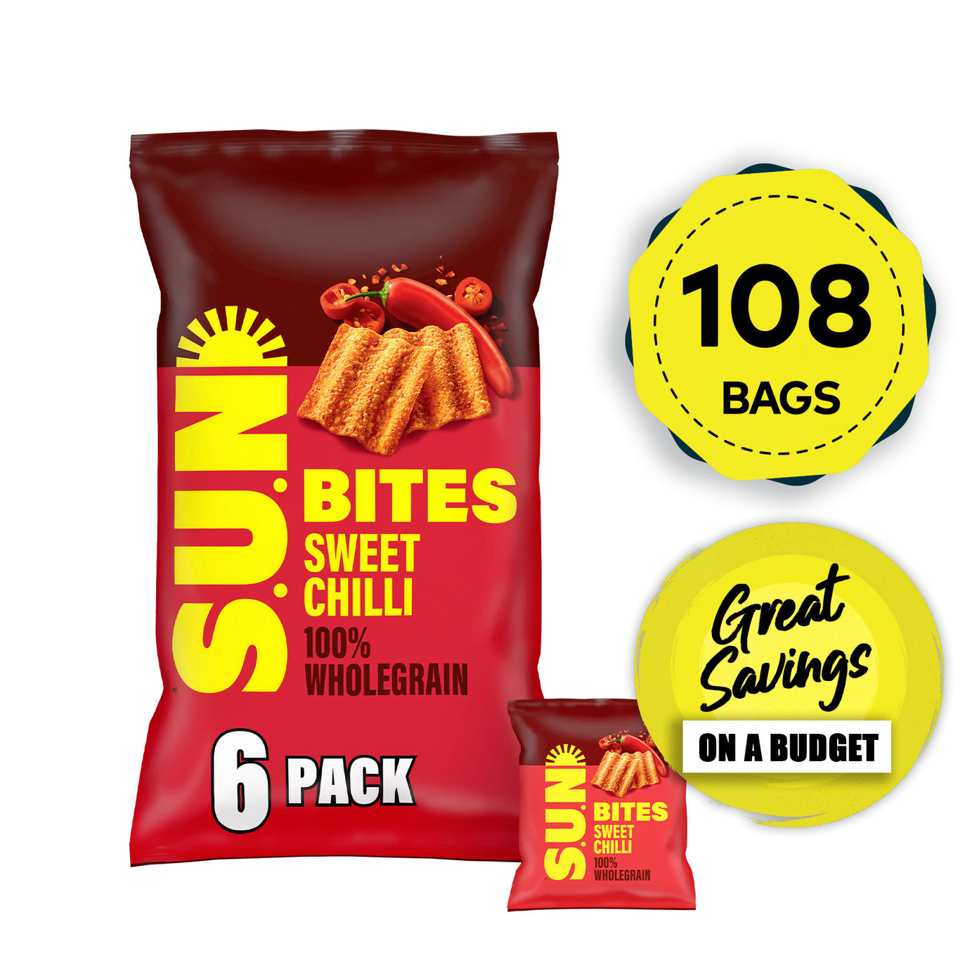 Sunbites Snacks Sun Ripened Sweet Chilli Multipack Crisps 108 x 25g - Image 2
