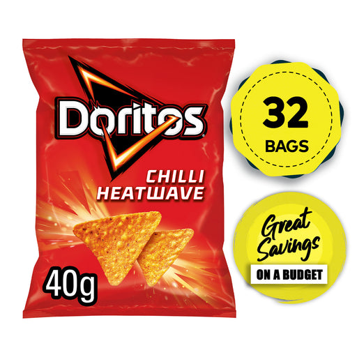 Doritos Tortilla Chips Crisps Chilli Heatwave Lunch Snack 32 x 40g - Image 1