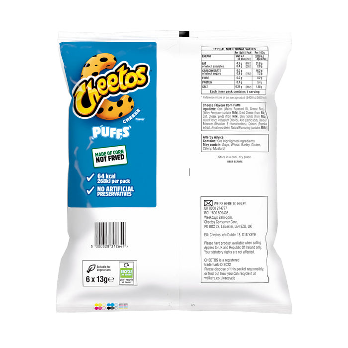 Cheetos Cheese Puffs Crisps Baked Snacks Sharing Multipack 36 x 6 pack - Image 2