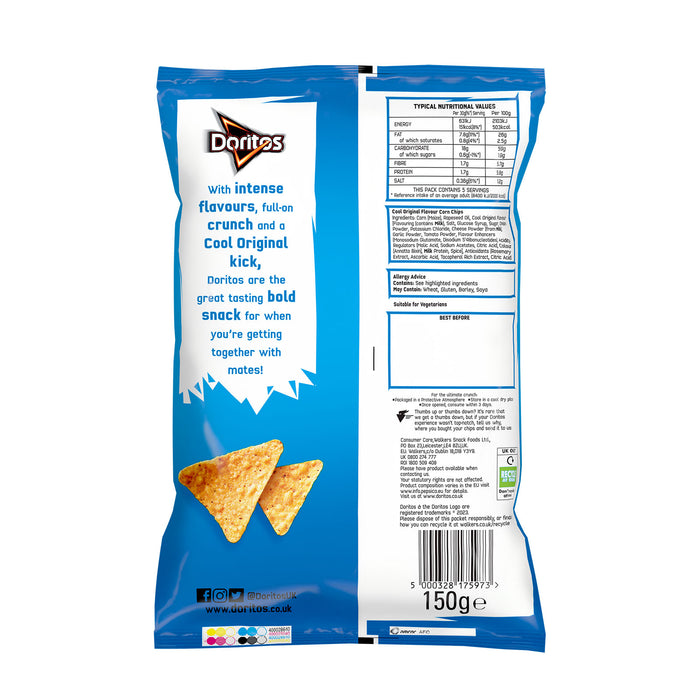 Doritos Cool Original Tortilla Chips Sharing Crisps Bag 12 x 150g - Image 2