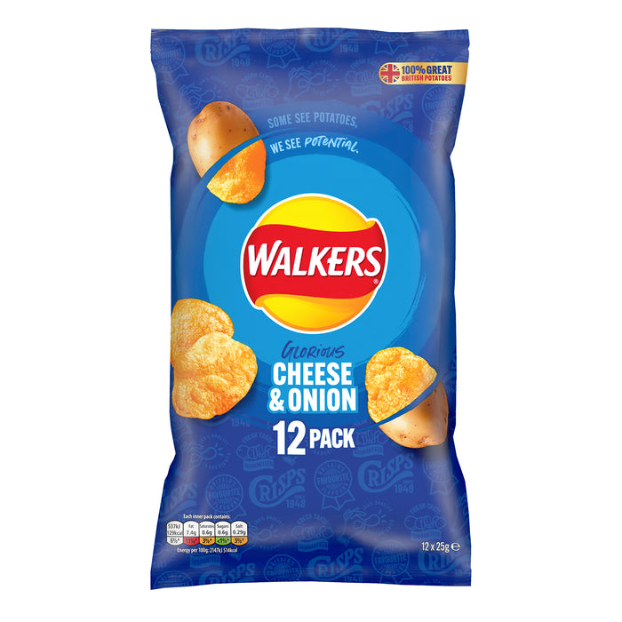 Walkers Crisps Cheese Onion Multipack Sharing Snacks 180 Bags x 25g - Image 2