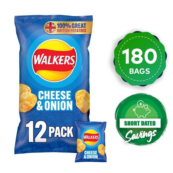 Walkers Crisps Cheese Onion Multipack Sharing Snacks 180 Bags x 25g - Image 10