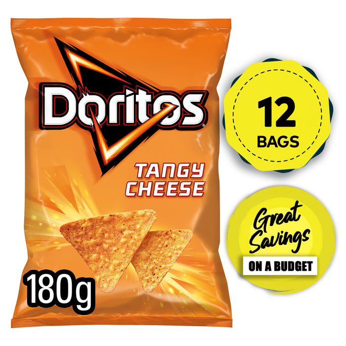 Doritos Tortilla Chips Tangy Cheese Share Crisps Bag 12 x 180g - Image 1