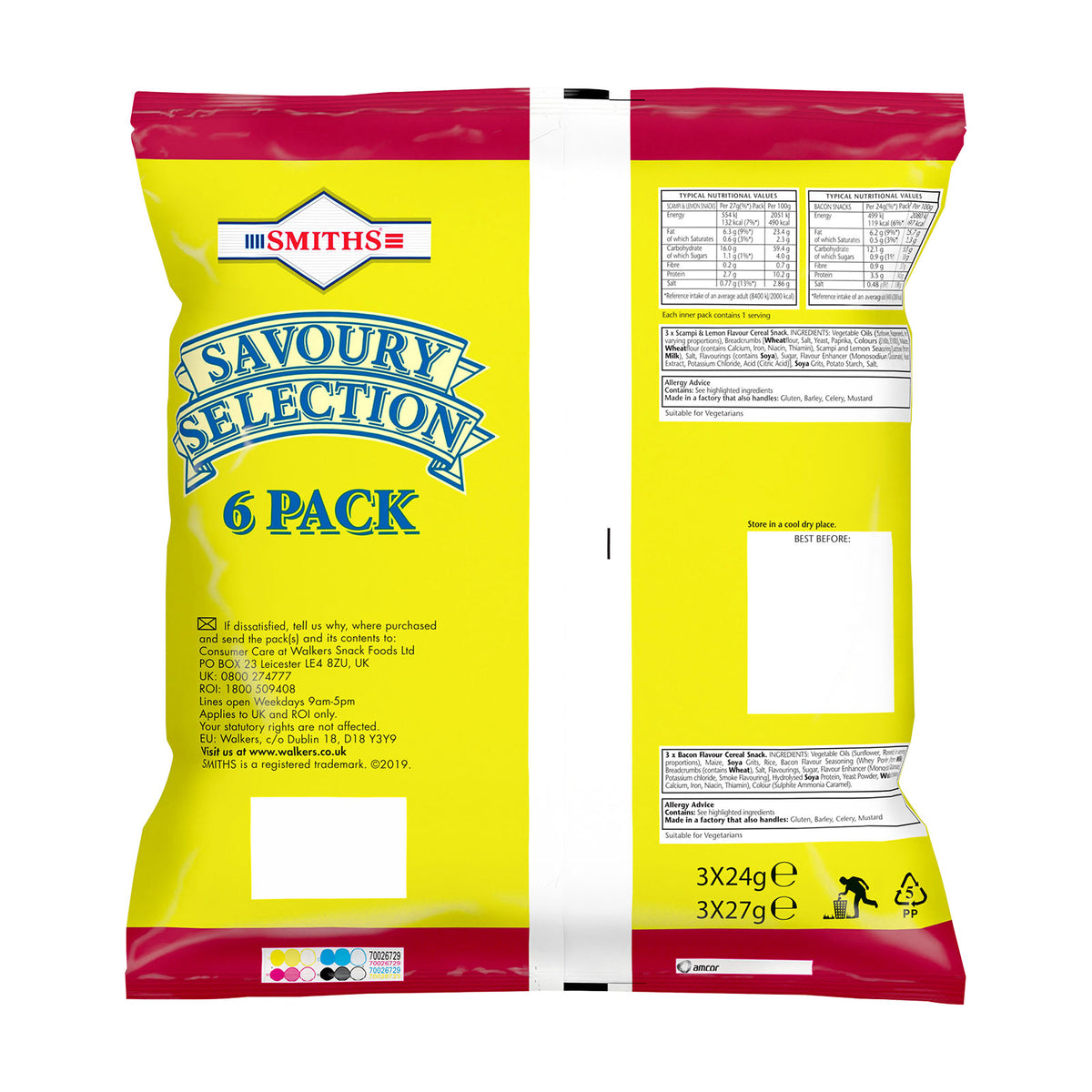 Walkers Smiths Crisps Savoury Selection Bacon Scampi Lemon Snacks Bundle of 96 - Image 2