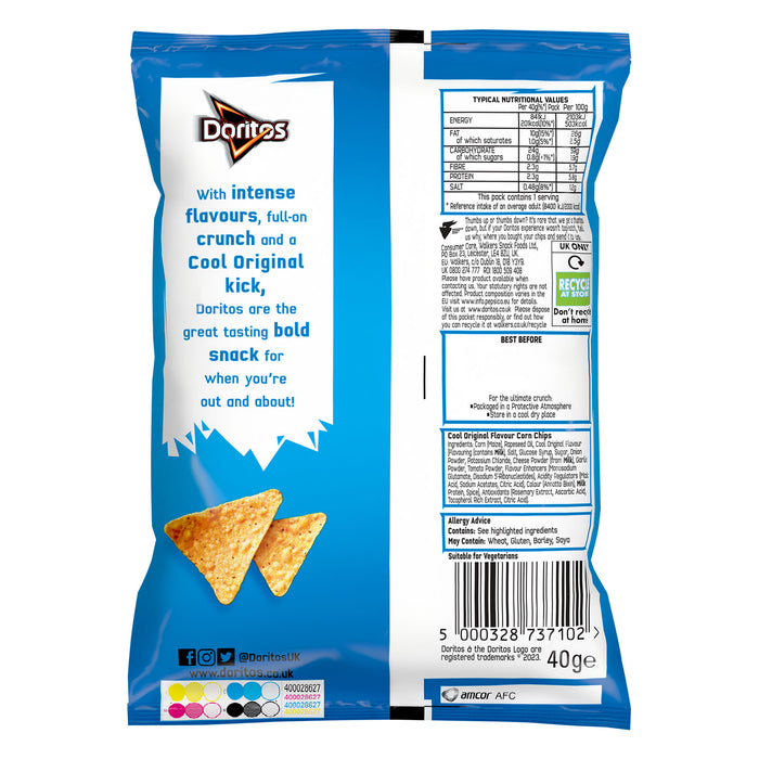 Doritos Tortilla Chips Crisps Cool Original Sharing Snacks 32 x 40g - Image 2