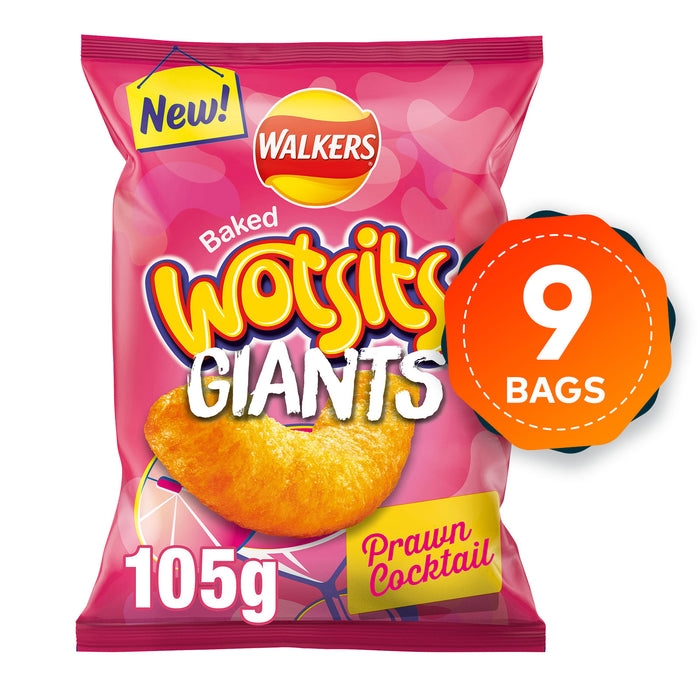 Walkers Crisps Wotsits Giants Prawn Cocktail Snacks Sharing 9 x 105g - Image 2