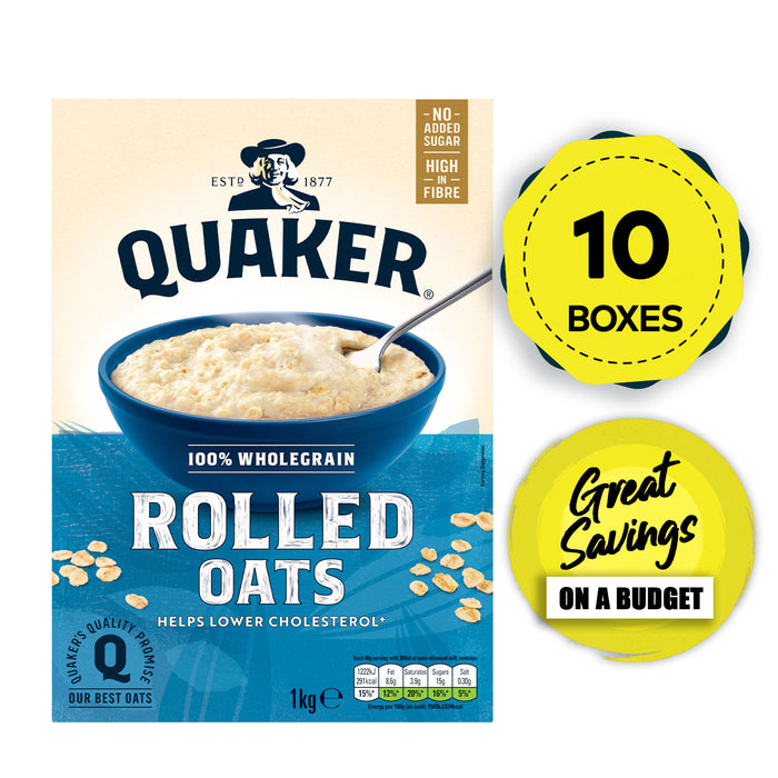 Quaker Oats Porridge Rolled Wholegrain Healthy Vegans 10 Box Of 1kg - Image 1