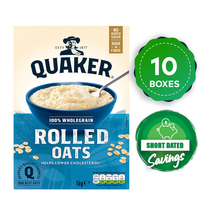 Quaker Oats Porridge Rolled Wholegrain Healthy Vegans 10 Box Of 1kg - Image 10