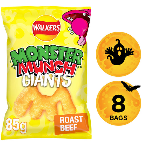 Walkers Monster Munch Snacks Sharing Giants Roast Beef  8 x 85g - Image 1