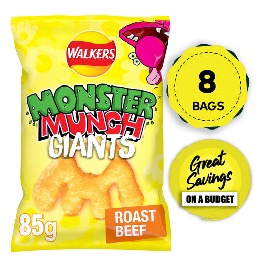 Walkers Monster Munch Snacks Sharing Giants Roast Beef  8 x 85g - Image 1