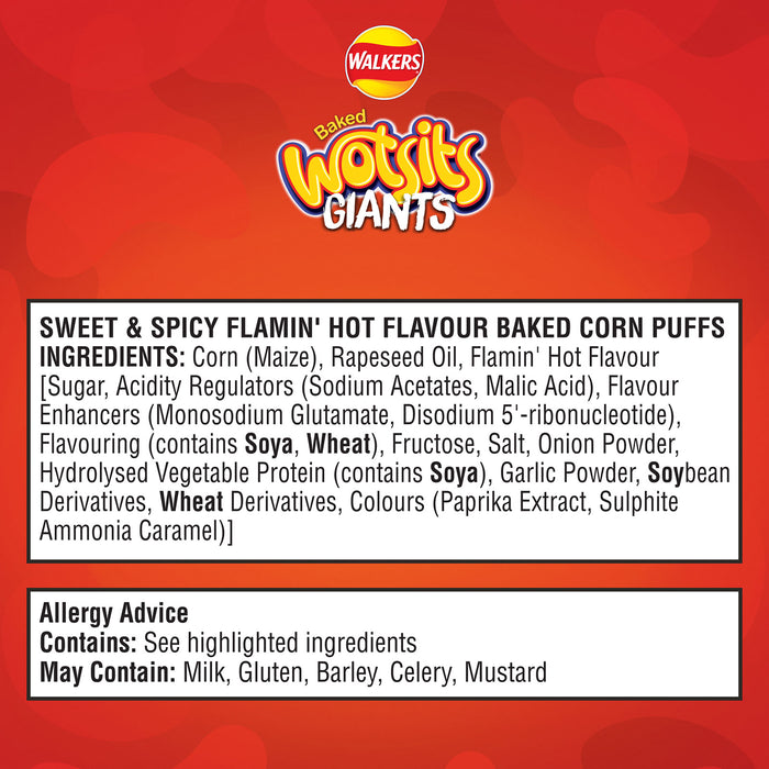 Walkers Wotsits Giants Baked Sharing Flamin' Hot Snacks 9 x130g - Image 4