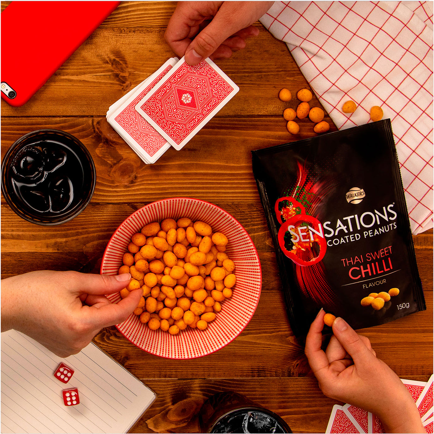 Sensations Thai Sweet Chilli Coated Peanuts Snacks 8 Bags x 150g - Image 2