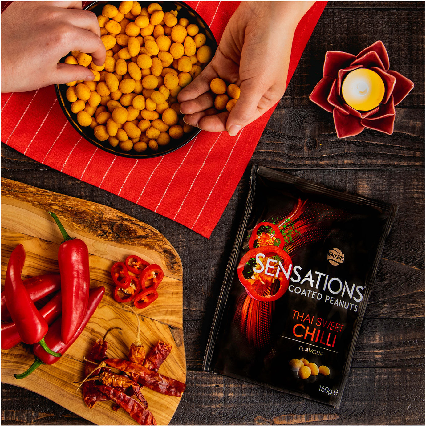 Sensations Thai Sweet Chilli Coated Peanuts Snacks 8 Bags x 150g - Image 5