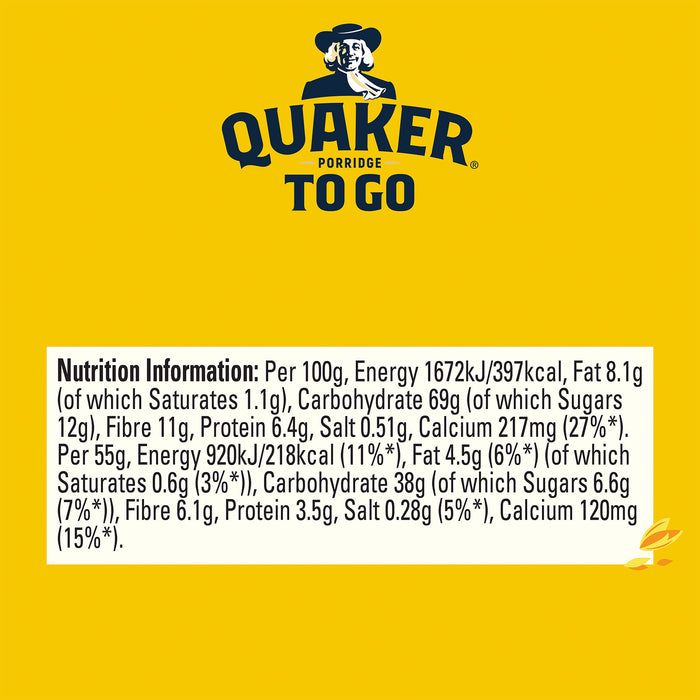 Quaker Breakfast Bar Porridge To Go Cereal Golden Syrup Oat 12 x 55g - Image 7