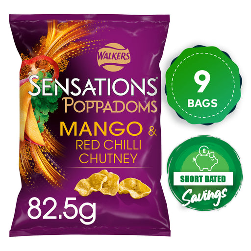 Sensations Chips Poppadoms Snack Mango Chilli Chutney 9 x 82.5g - Image 1
