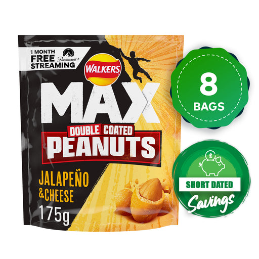 Walkers Max Peanuts Jalapeño & Cheese Double Coated Snacks 8  x 175g - Image 1